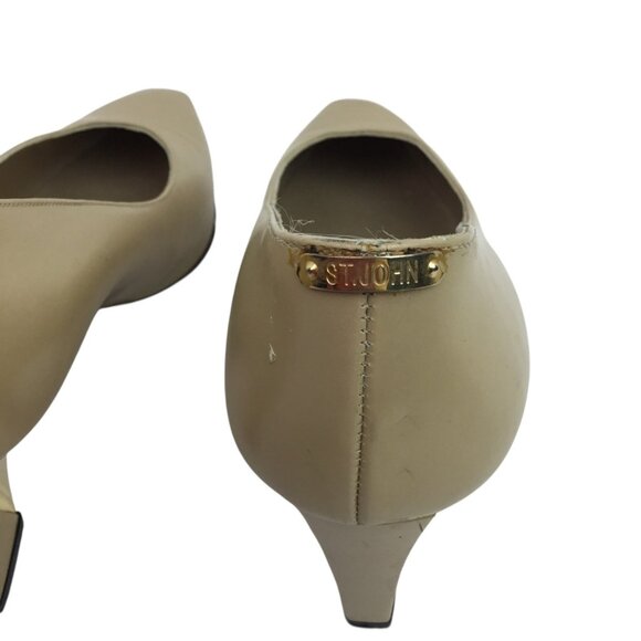 St. John Cynthia Daytime Womens 8B Leather Gold Heel  Pumps Tan Made In Italy - Picture 9 of 14
